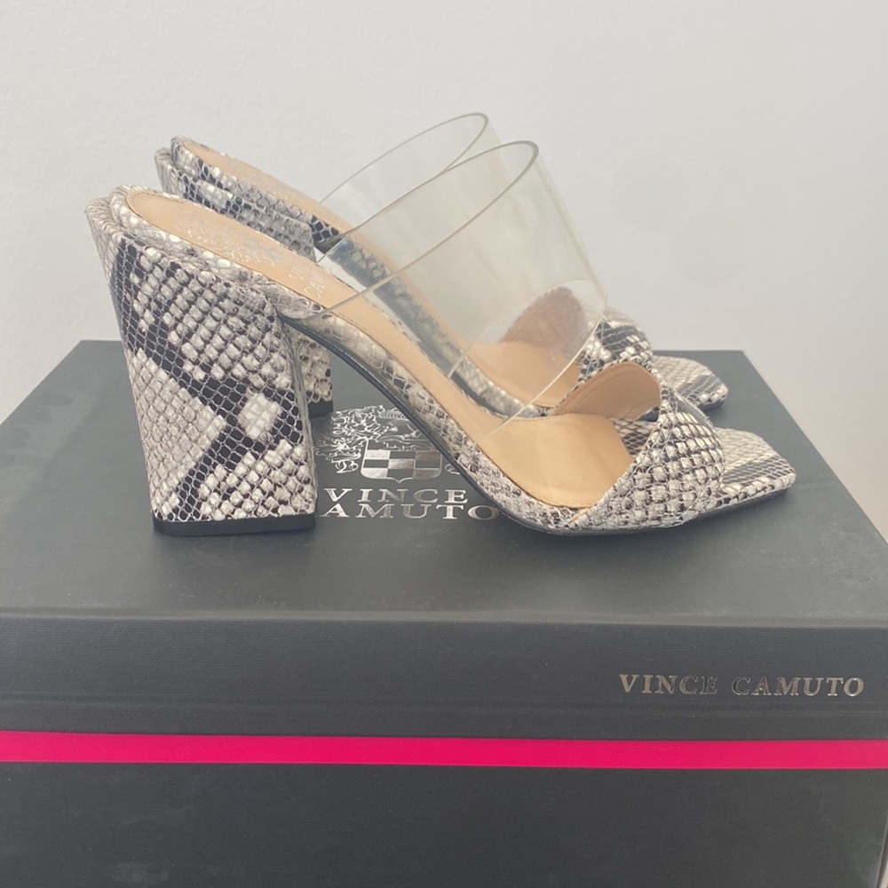 Vince Camuto Velima Black And White Python Sandal… - image 2